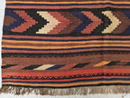 Antique Kilim Rug 5x6 Ft, Handwoven Wool Flatweave, Geometric Tribal Area Rug