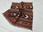 Antique Kilim Rug 5x6 Ft, Handwoven Wool Flatweave, Geometric Tribal Area Rug
