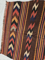 Antique Kilim Rug 5x6 Ft, Handwoven Wool Flatweave, Geometric Tribal Area Rug