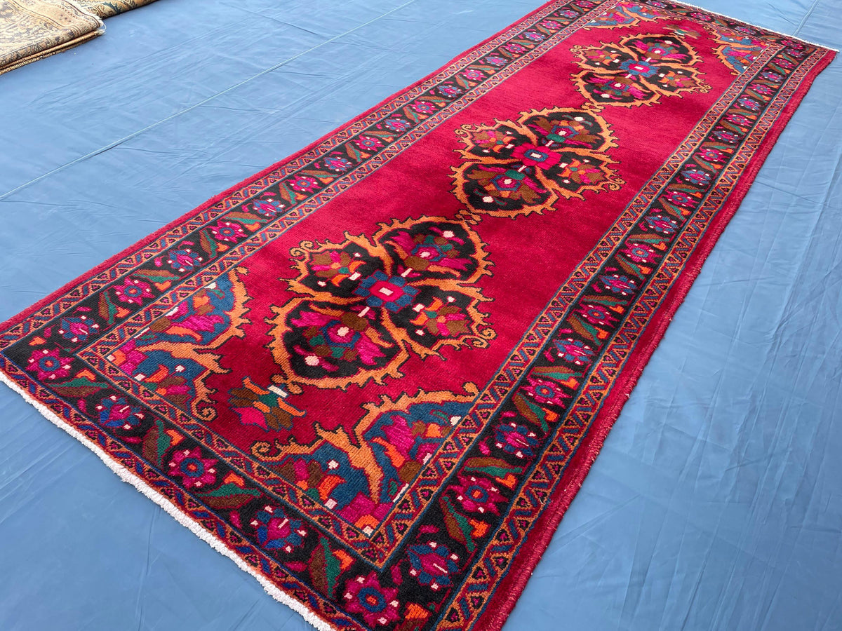 4x10 Large Hallway Runner Rug, Handwoven Vintage Afghan Wool Area Rug Boho Home Decor