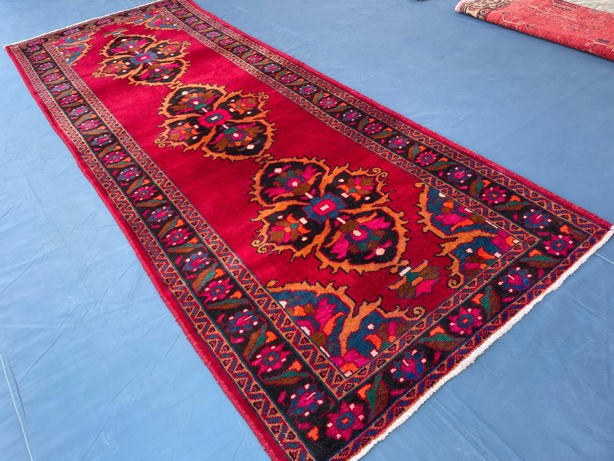 4x10 Large Hallway Runner Rug, Handwoven Vintage Afghan Wool Area Rug Boho Home Decor
