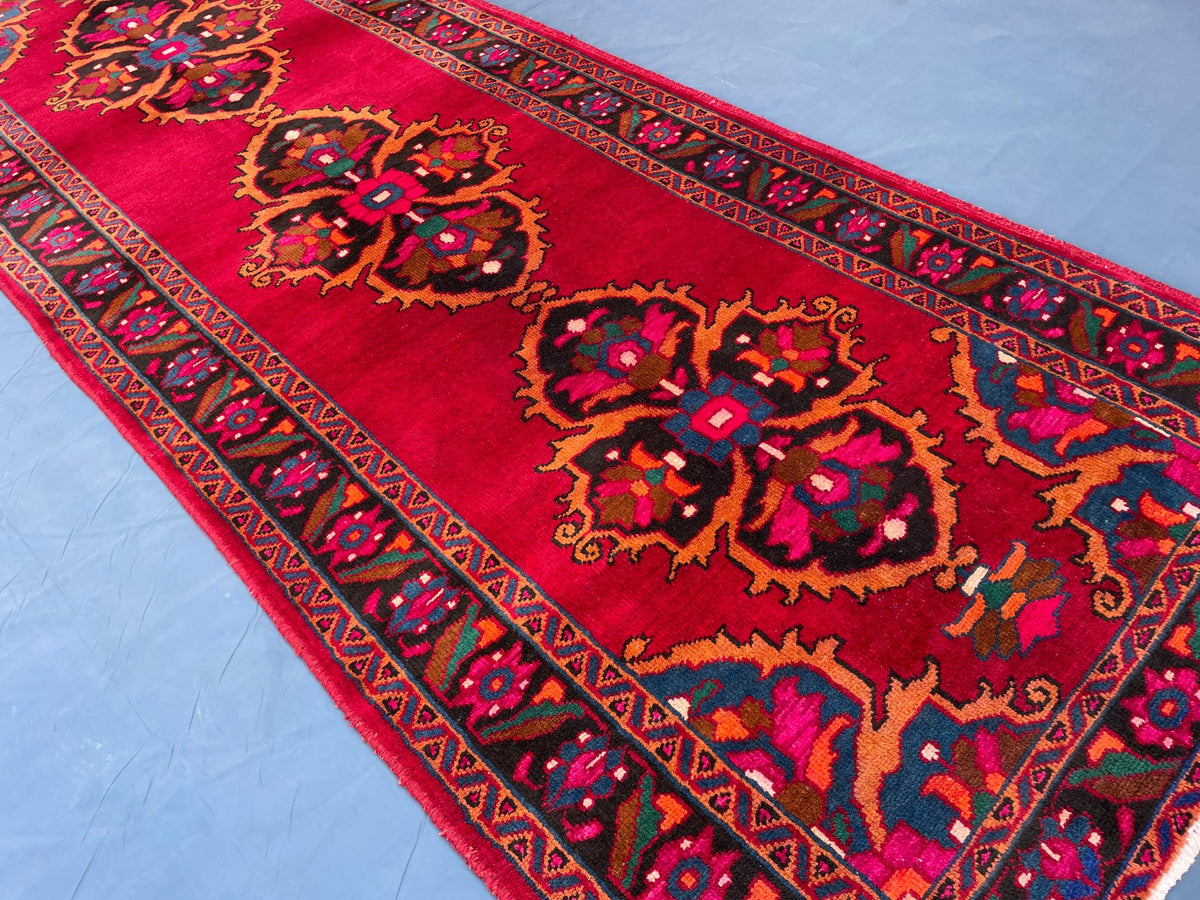 4x10 Large Hallway Runner Rug, Handwoven Vintage Afghan Wool Area Rug Boho Home Decor