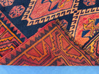 Black & Rust Hallway Rug 3'10x8'6 Vintage Afghan Runner Rug – 1940s Antique, Handmade Wool Carpet