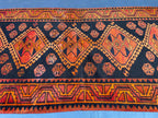 Black & Rust Hallway Rug 3'10x8'6 Vintage Afghan Runner Rug – 1940s Antique, Handmade Wool Carpet