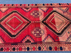 4'4x9 ft Vintage Tribal Runner Rug – Afghan Handmade Wool Geometric Rustic Hallway Carpet