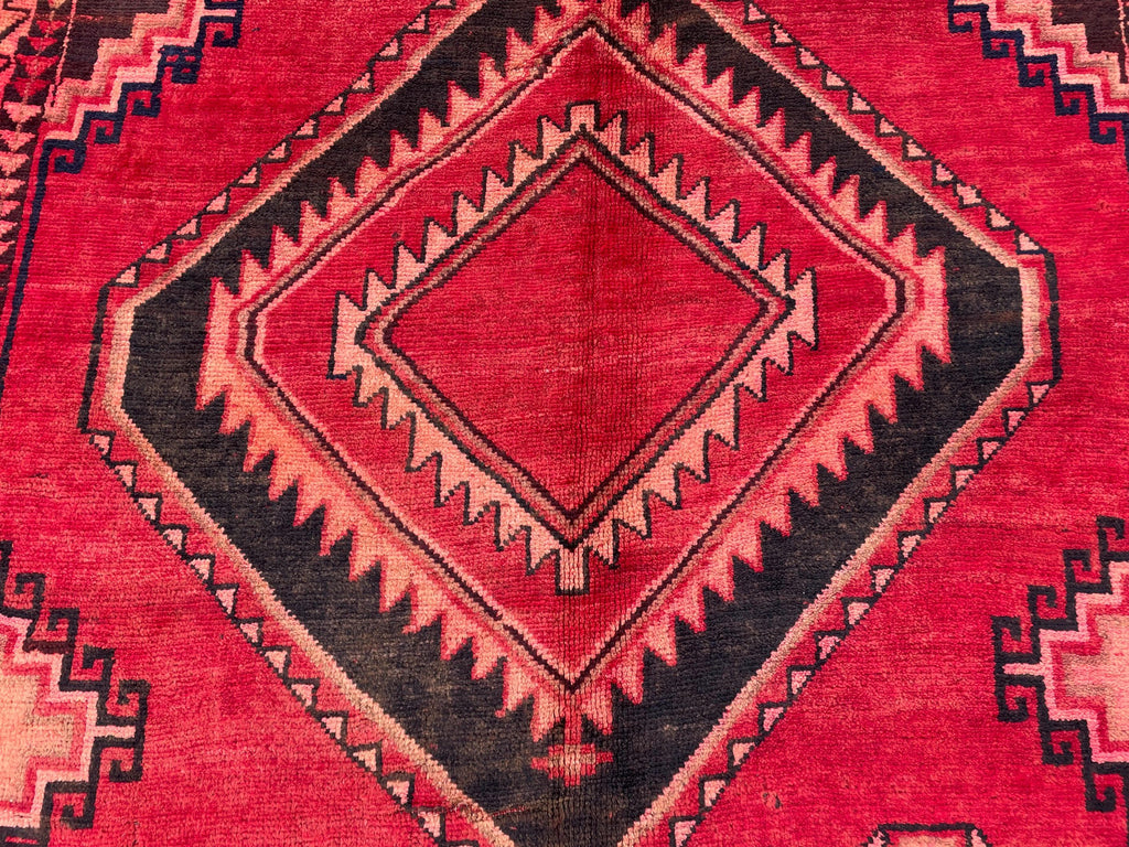 4'4x9 ft Vintage Tribal Runner Rug – Afghan Handmade Wool Geometric Rustic Hallway Carpet