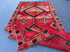 4'4x9 ft Vintage Tribal Runner Rug – Afghan Handmade Wool Geometric Rustic Hallway Carpet