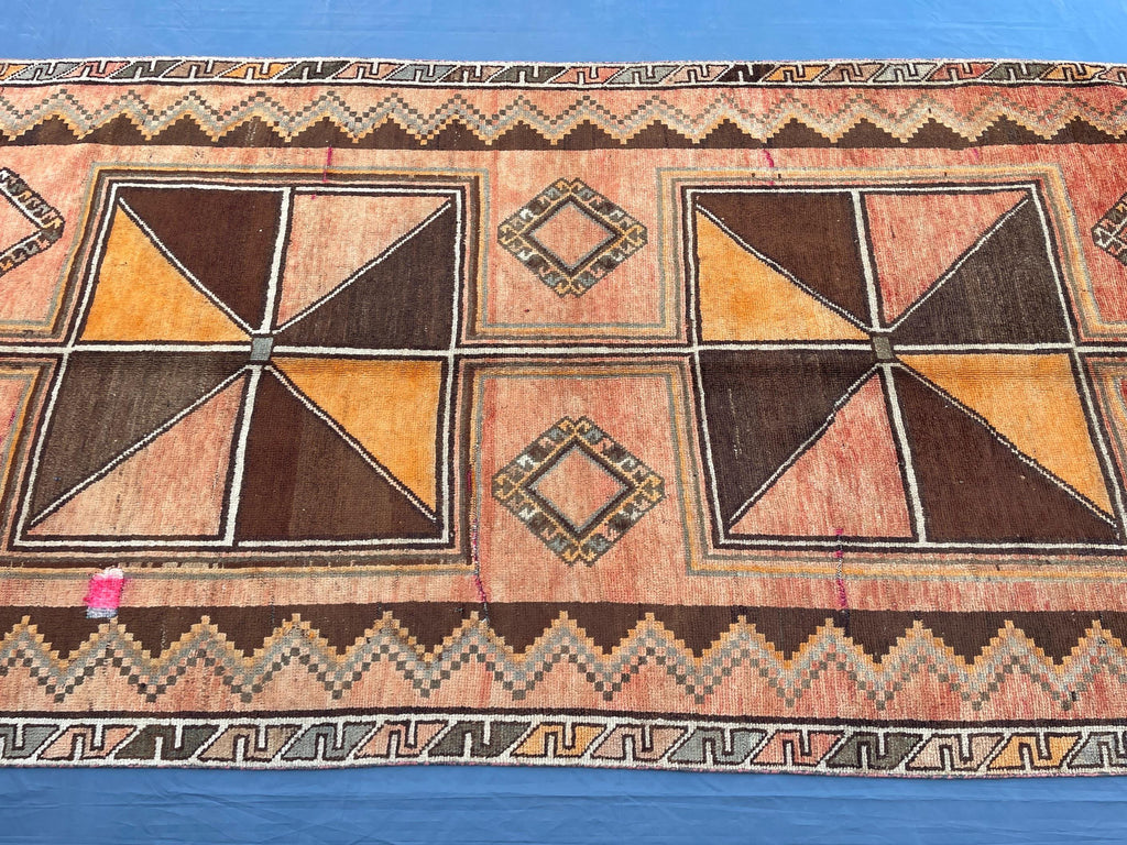 4'7x 9'7 Antique Afghan Hallway Runner Rug – Earth Tone Vintage Handmade Area Rug