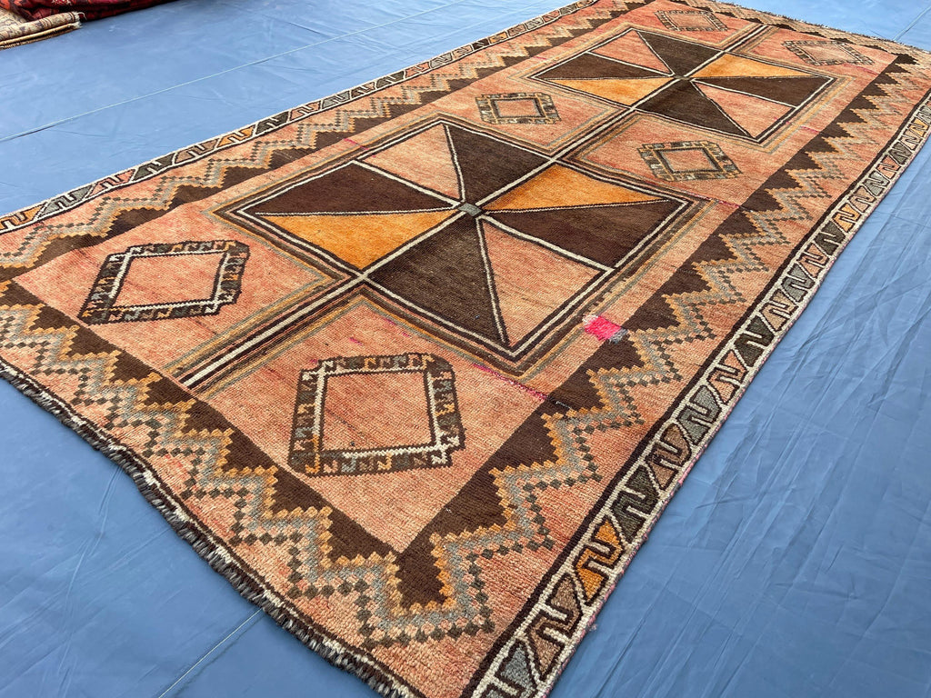 4'7x 9'7 Antique Afghan Hallway Runner Rug – Earth Tone Vintage Handmade Area Rug
