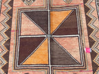 4'7x 9'7 Antique Afghan Hallway Runner Rug – Earth Tone Vintage Handmade Area Rug