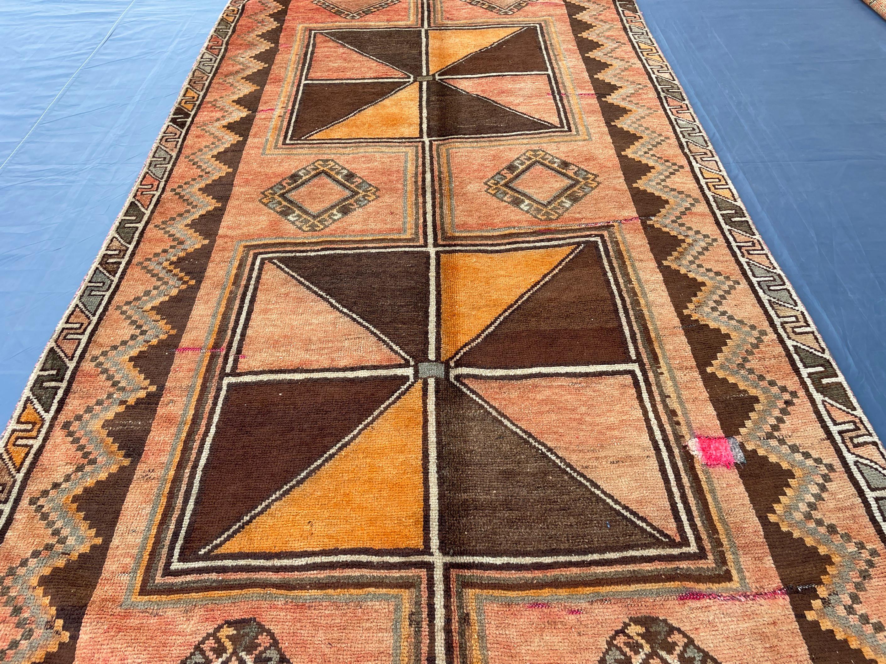 4'7x 9'7 Antique Afghan Hallway Runner Rug – Earth Tone Vintage Handmade Area Rug
