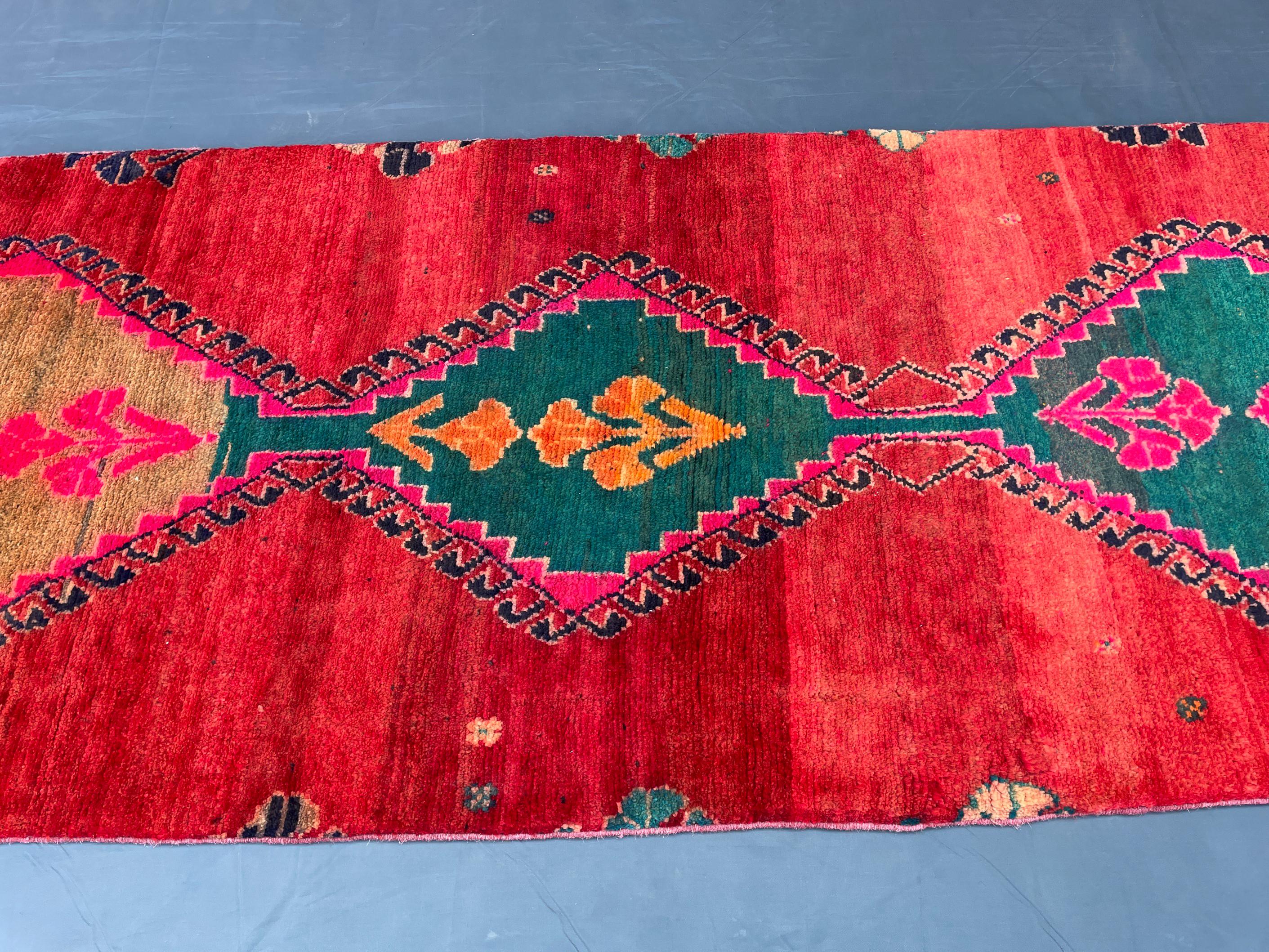 Hallway 2.3x6.6 ft Vintage Handmade Wool Area Rug, Rug for Kitchen