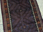 Black & Burgundy Antique Baluchi Rug 4x7 Ft Handwoven Wool Rug - Living Room Carpet