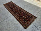 3x9 ft Antique Ali Hoja Runner Rug – Dark Tribal Geometric Vintage Style