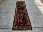 3x9 ft Antique Ali Hoja Runner Rug – Dark Tribal Geometric Vintage Style