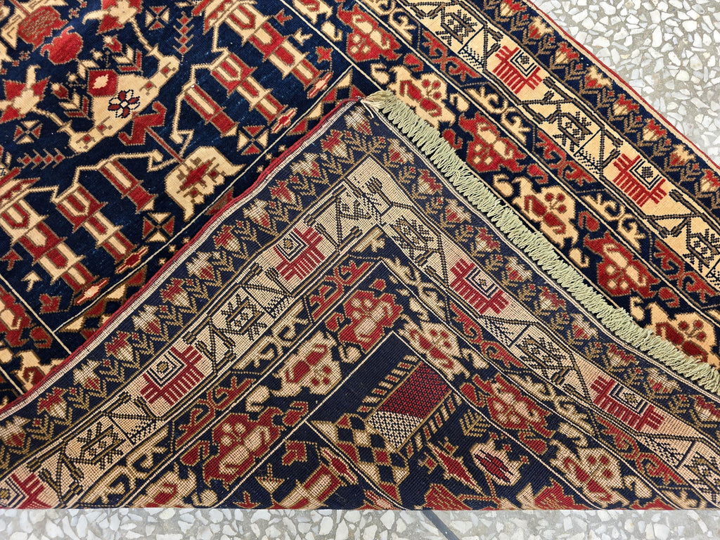 3x9 ft Antique Ali Hoja Runner Rug – Dark Tribal Geometric Vintage Style