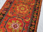 Antique 1940s Burn Orange 5×10 Ft Handwoven Afghan Rug, Collectors Piece