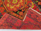 Antique 1940s Burn Orange 5×10 Ft Handwoven Afghan Rug, Collectors Piece