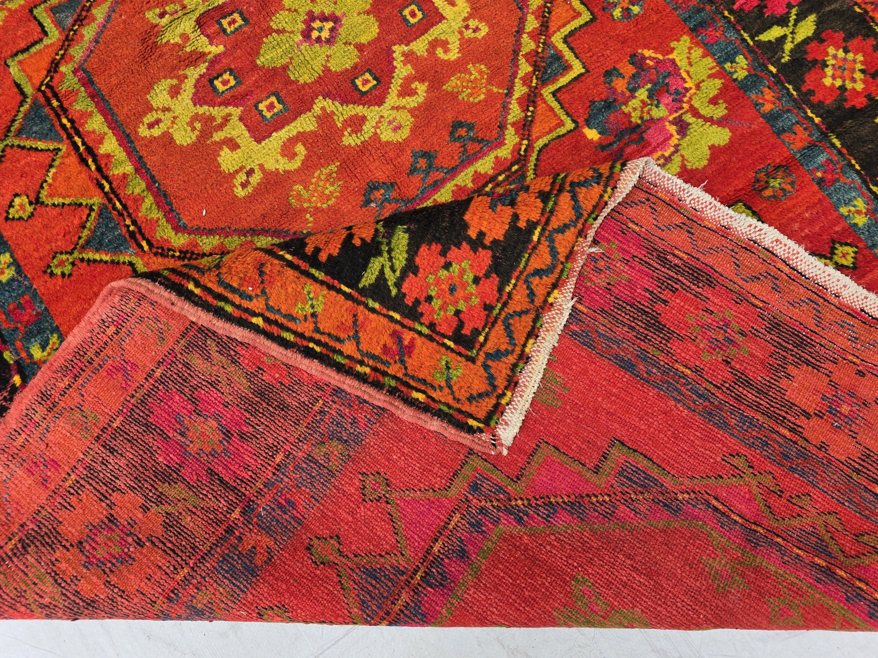 Antique 1940s Burn Orange 5×10 Ft Handwoven Afghan Rug, Collectors Piece
