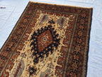 Vintage 4'5×6'3 ft Afghan Rug – Handmade Wool Tribal Carpet, Warm Earth Tones