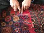 Vintage 4'5×6'3 ft Afghan Rug – Handmade Wool Tribal Carpet, Warm Earth Tones