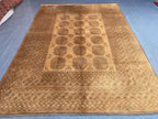 Antique Rug 6'7x9'4 ft Vintage Tribal Handmade Wool Rug Neutral Brown Living Room Carpet