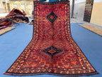 3'10x8'4 ft Rustic Red Antique Baluchi Rug, Handmade Tribal Wool Hallway Carpet