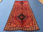 3'10x8'4 ft Rustic Red Antique Baluchi Rug, Handmade Tribal Wool Hallway Carpet