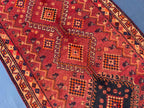 3'10x8'4 ft Rustic Red Antique Baluchi Rug, Handmade Tribal Wool Hallway Carpet