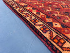 3'10x8'4 ft Rustic Red Antique Baluchi Rug, Handmade Tribal Wool Hallway Carpet