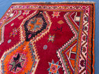 Antique Style Afghan Tribal Rug 4'5x6'10 ft – Handmade Red Geometric Vintage Area Rug