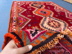 Antique Style Afghan Tribal Rug 4'5x6'10 ft – Handmade Red Geometric Vintage Area Rug