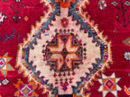Antique Style Afghan Tribal Rug 4'5x6'10 ft – Handmade Red Geometric Vintage Area Rug