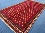 Paisley Design 4'7x8'1 Vintage Rug – Handmade Red Tribal Bokhara Style Wool Area Carpet