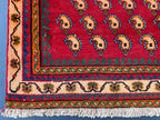 Paisley Design 4'7x8'1 Vintage Rug – Handmade Red Tribal Bokhara Style Wool Area Carpet