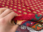 Paisley Design 4'7x8'1 Vintage Rug – Handmade Red Tribal Bokhara Style Wool Area Carpet