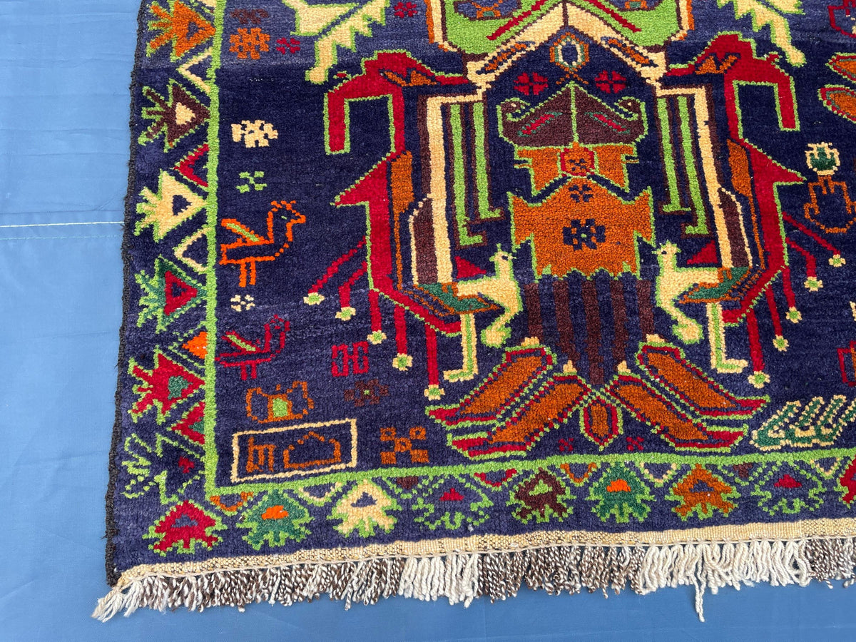4x7 ft Vintage Handwoven Bedroom Rug, Turkmen Wool Area Carpet, Boho Home Decor