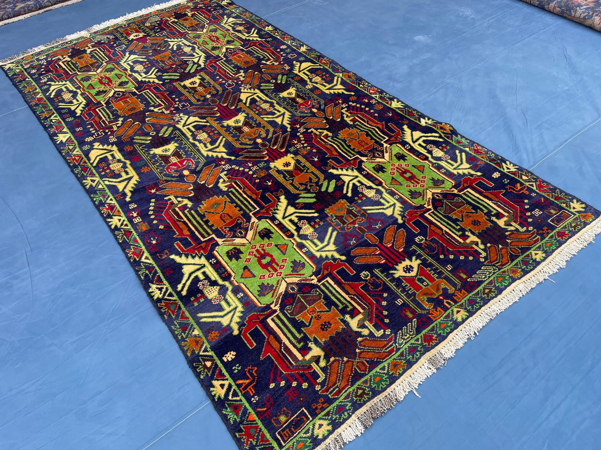 4x7 ft Vintage Handwoven Bedroom Rug, Turkmen Wool Area Carpet, Boho Home Decor