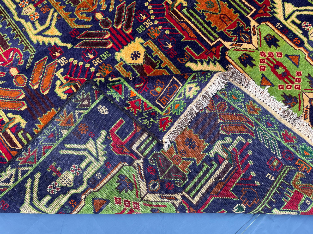 4x7 ft Vintage Handwoven Bedroom Rug, Turkmen Wool Area Carpet, Boho Home Decor