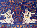 Vintage Animal Motif Rug 4x7 ft, Handmade Tribal Rug, Deep Blue Persian Style Carpet