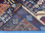 Vintage 4x7 ft Animal Motif Rug, Handmade Blue Tribal Carpet