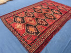 Antique Burn Orange 4.7x7.1 ft Handmade Wool Rug, Rustic Home Decor, Bedroom Carpet