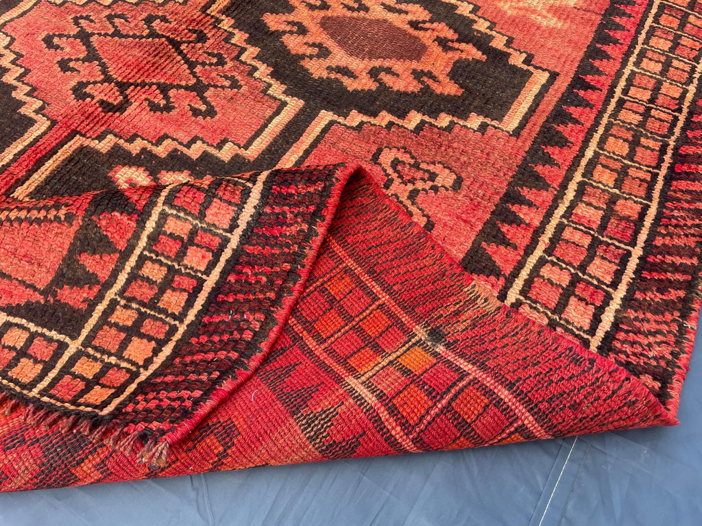 Antique Burn Orange 4.7x7.1 ft Handmade Wool Rug, Rustic Home Decor, Bedroom Carpet