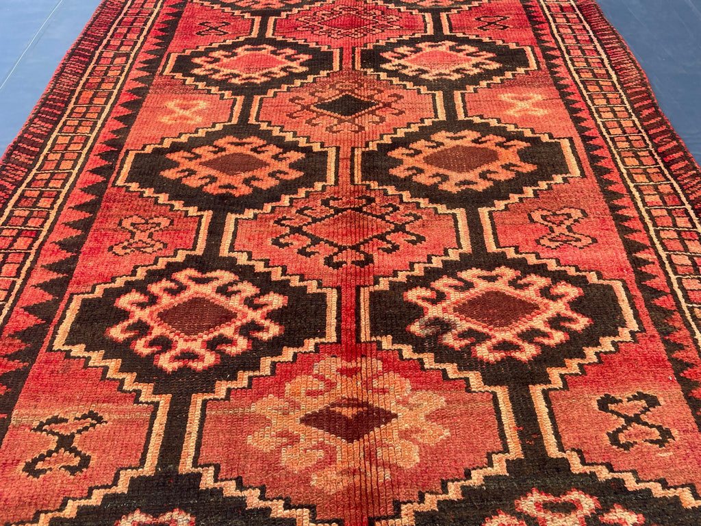 Antique Burn Orange 4.7x7.1 ft Handmade Wool Rug, Rustic Home Decor, Bedroom Carpet
