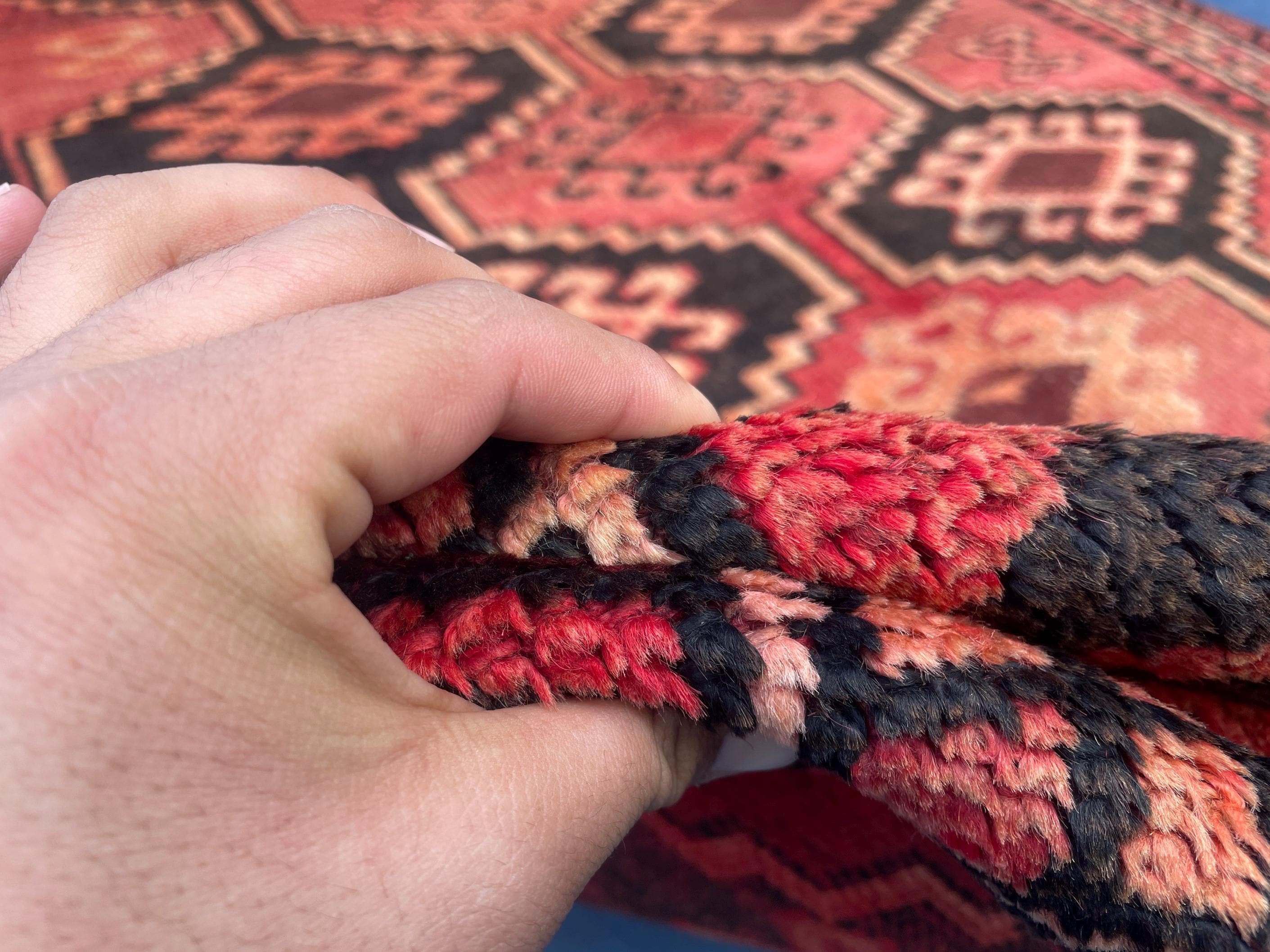 Antique Burn Orange 4.7x7.1 ft Handmade Wool Rug, Rustic Home Decor, Bedroom Carpet