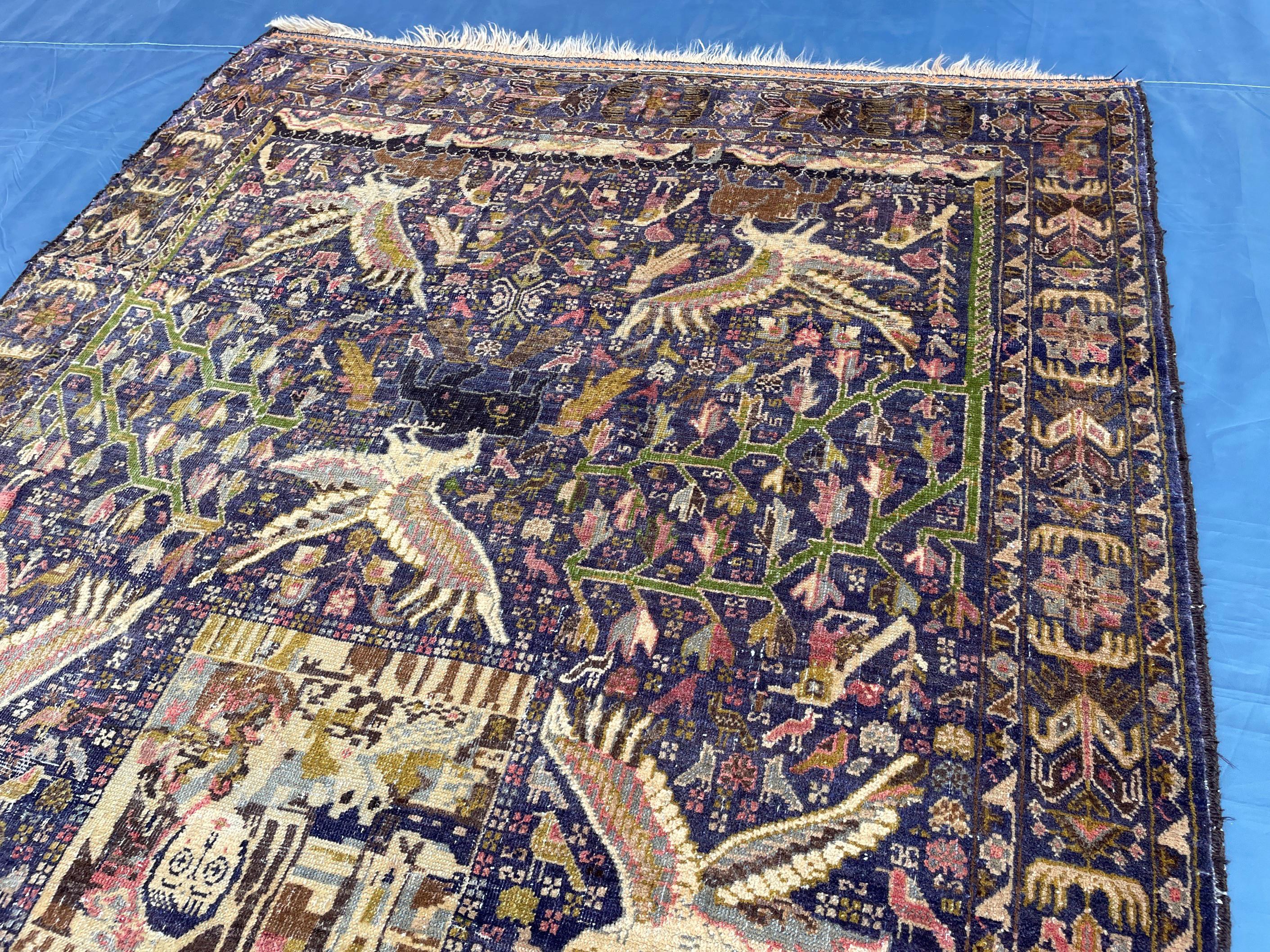 1920s Antique 4x7 ft Handwoven Wool Rug, Afghan Vintage Collectible Carpet