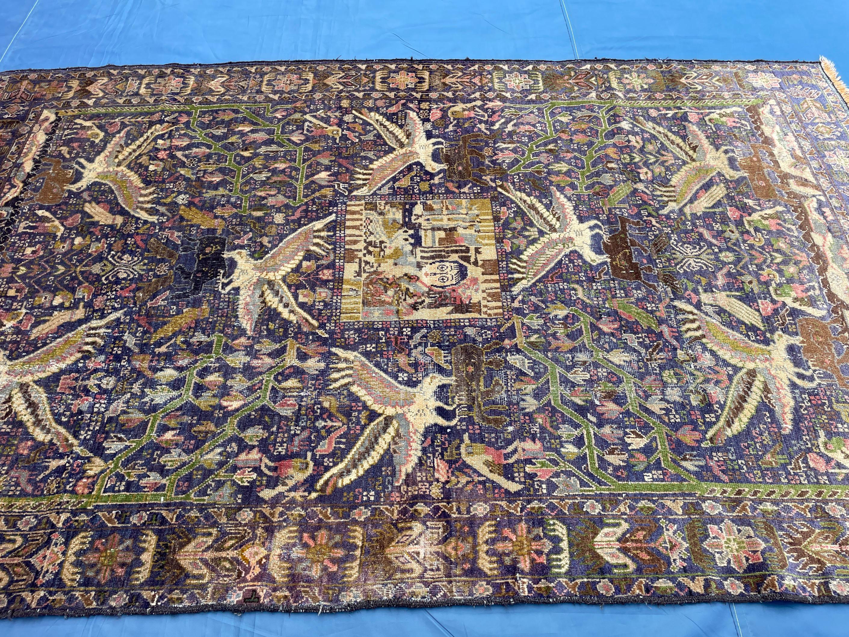 1920s Antique 4x7 ft Handwoven Wool Rug, Afghan Vintage Collectible Carpet