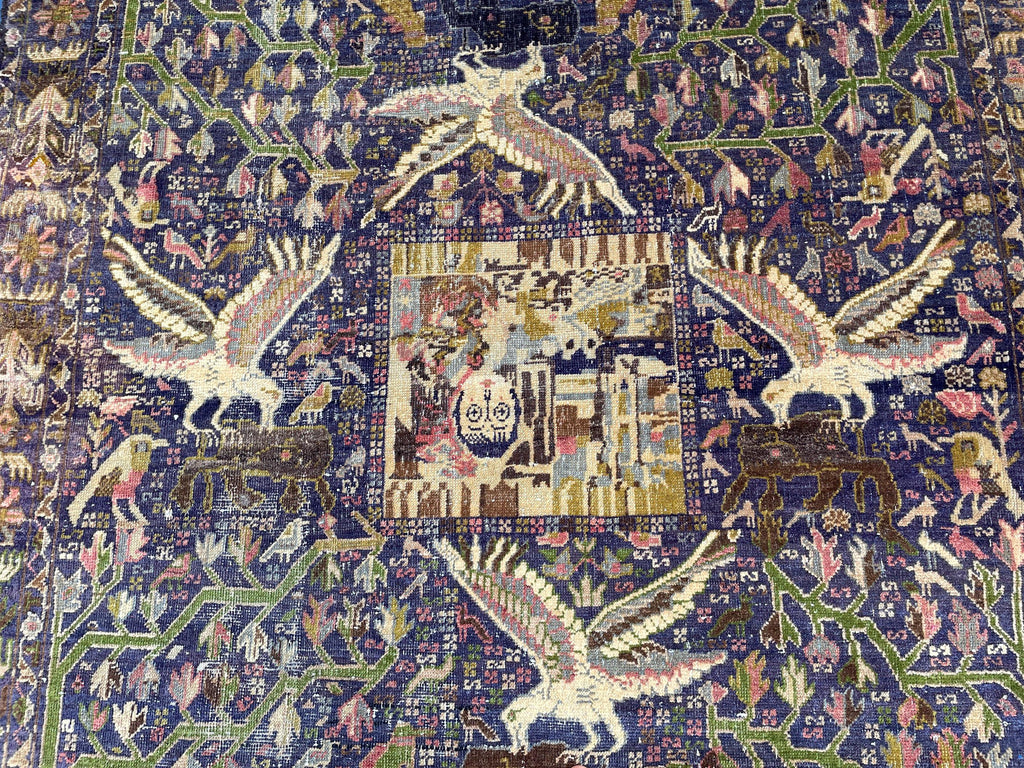 1920s Antique 4x7 ft Handwoven Wool Rug, Afghan Vintage Collectible Carpet