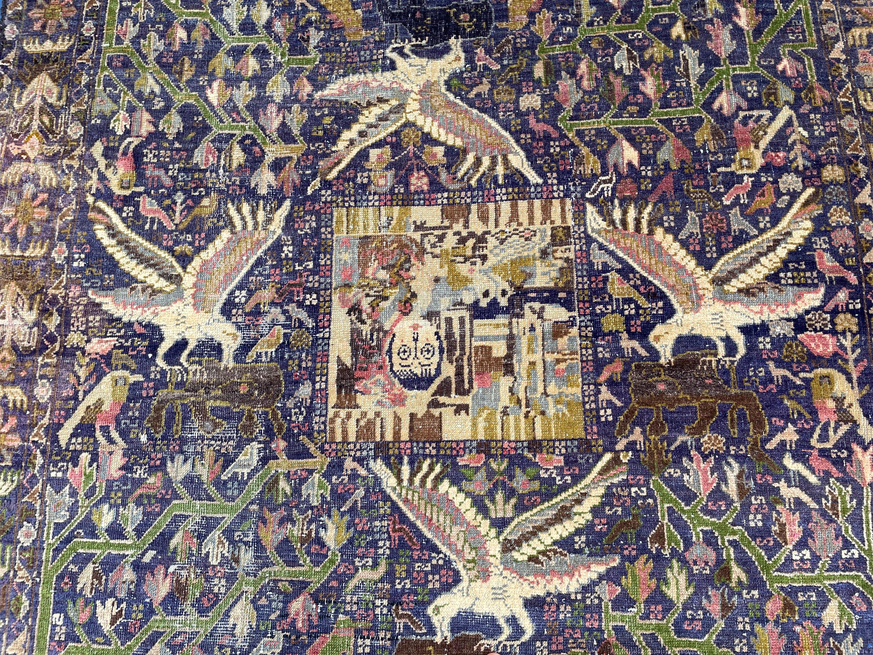 1920s Antique 4x7 ft Handwoven Wool Rug, Afghan Vintage Collectible Carpet