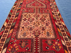 4x9 Rustic Red Vintage Handwoven Wool Rug, Carpet for Farmhouse